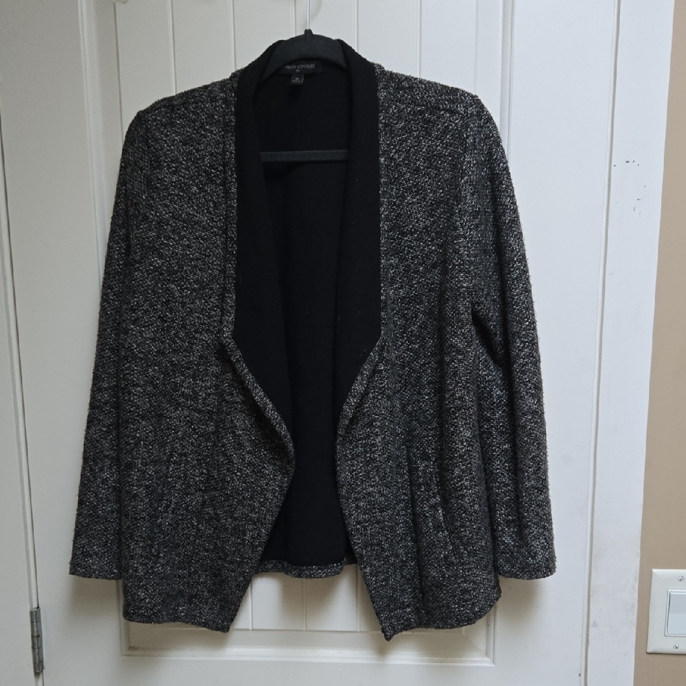 Banana Republic Factory Medium Women's Open Front Black & Gray Knit Blazer